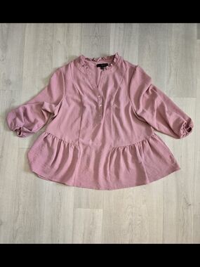 Fred David Dusty Rose Ruffle-Hem Tunic Top